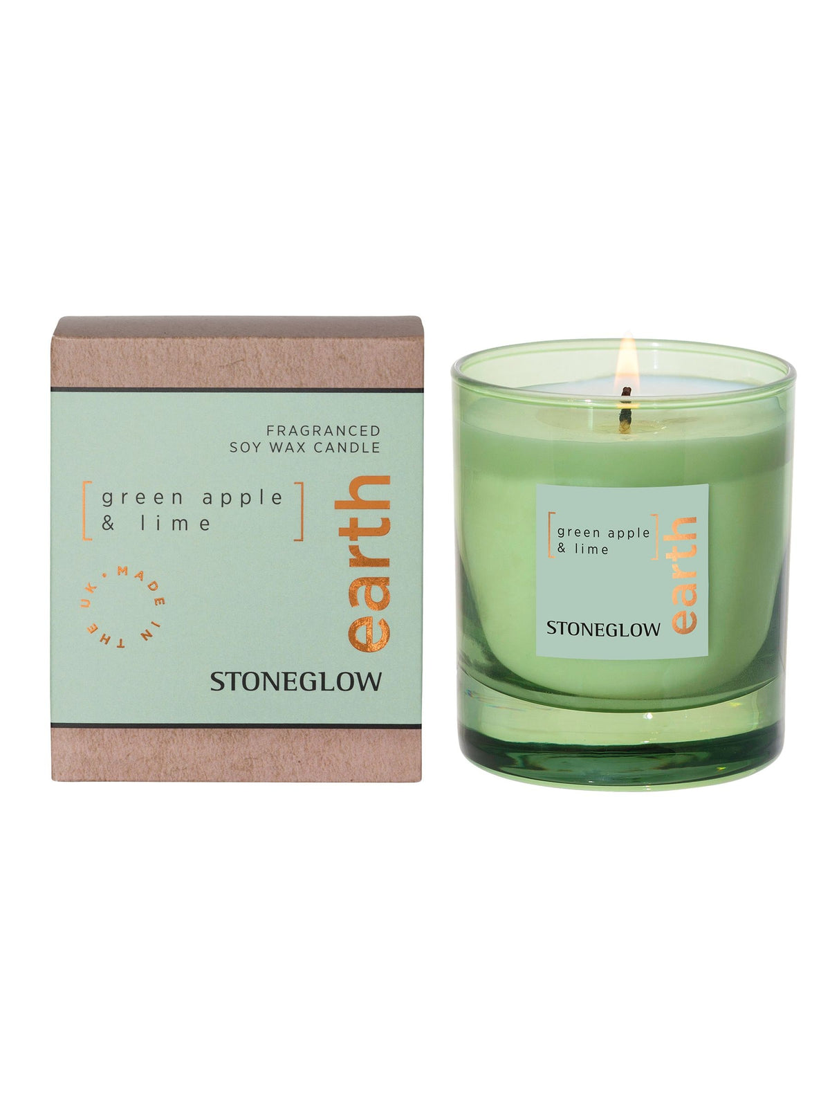 Stoneglow Green Apple and Lime soy wax candle 160g, UK version