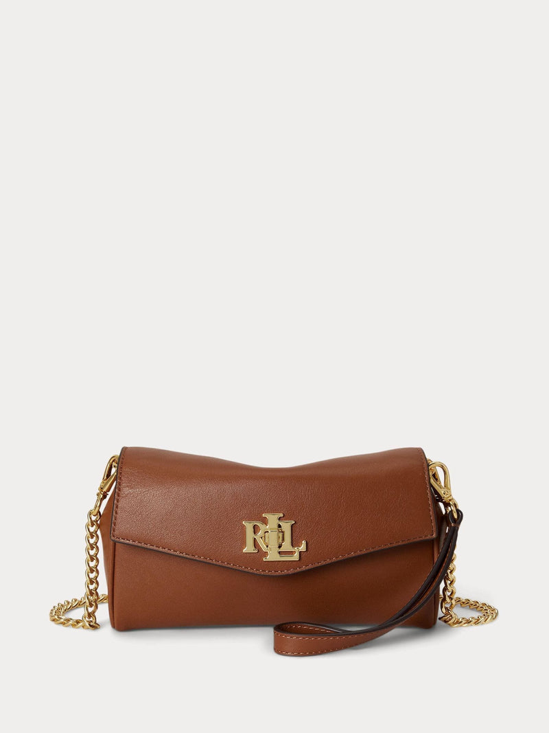 Lauren Ralph Lauren brown crossbody bag with turnlock and chain strap, UK version
