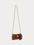 Lauren Ralph Lauren brown crossbody bag with turnlock and chain strap, UK version