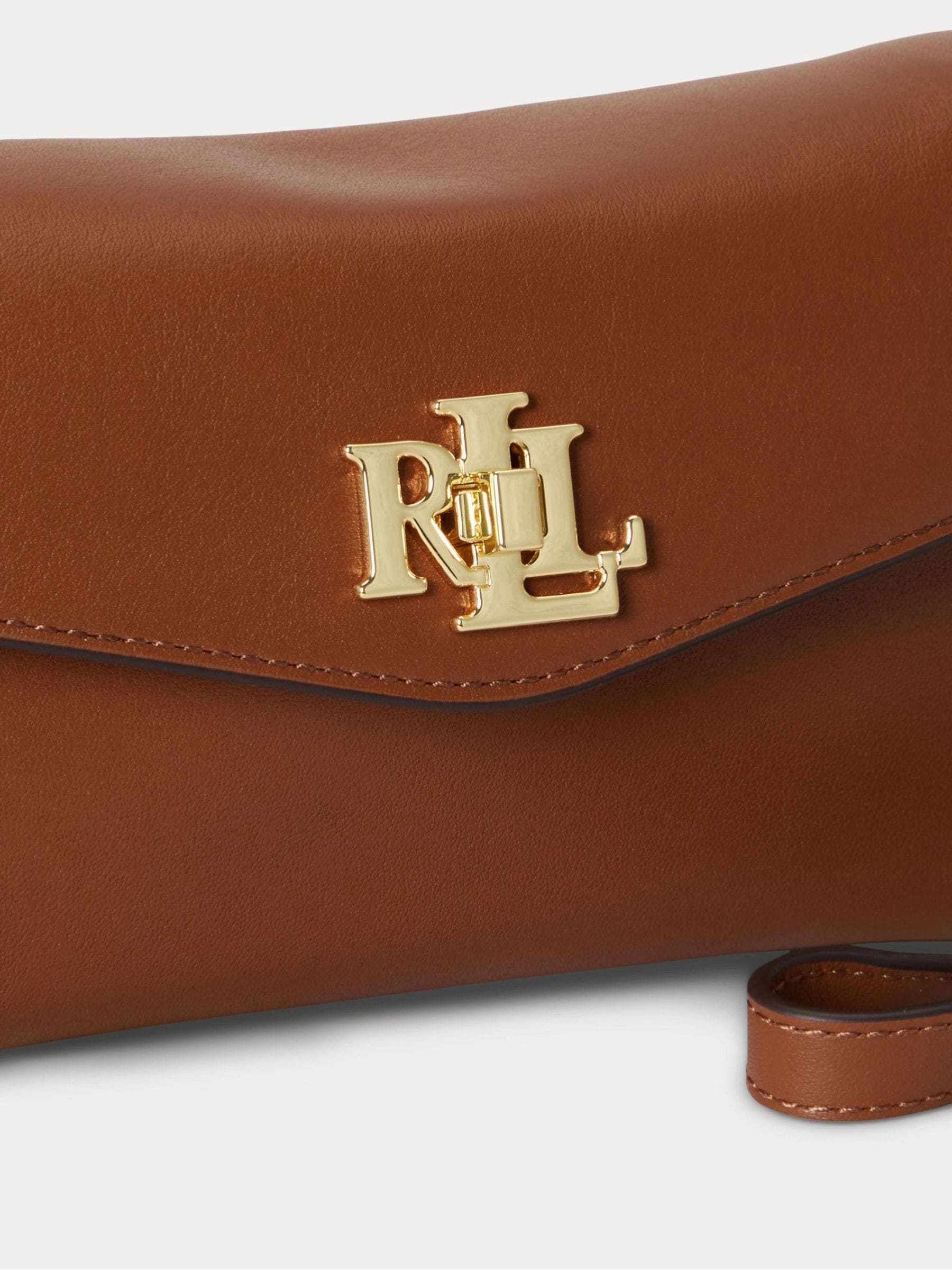 Lauren Ralph Lauren brown crossbody bag with turnlock and chain strap, UK version
