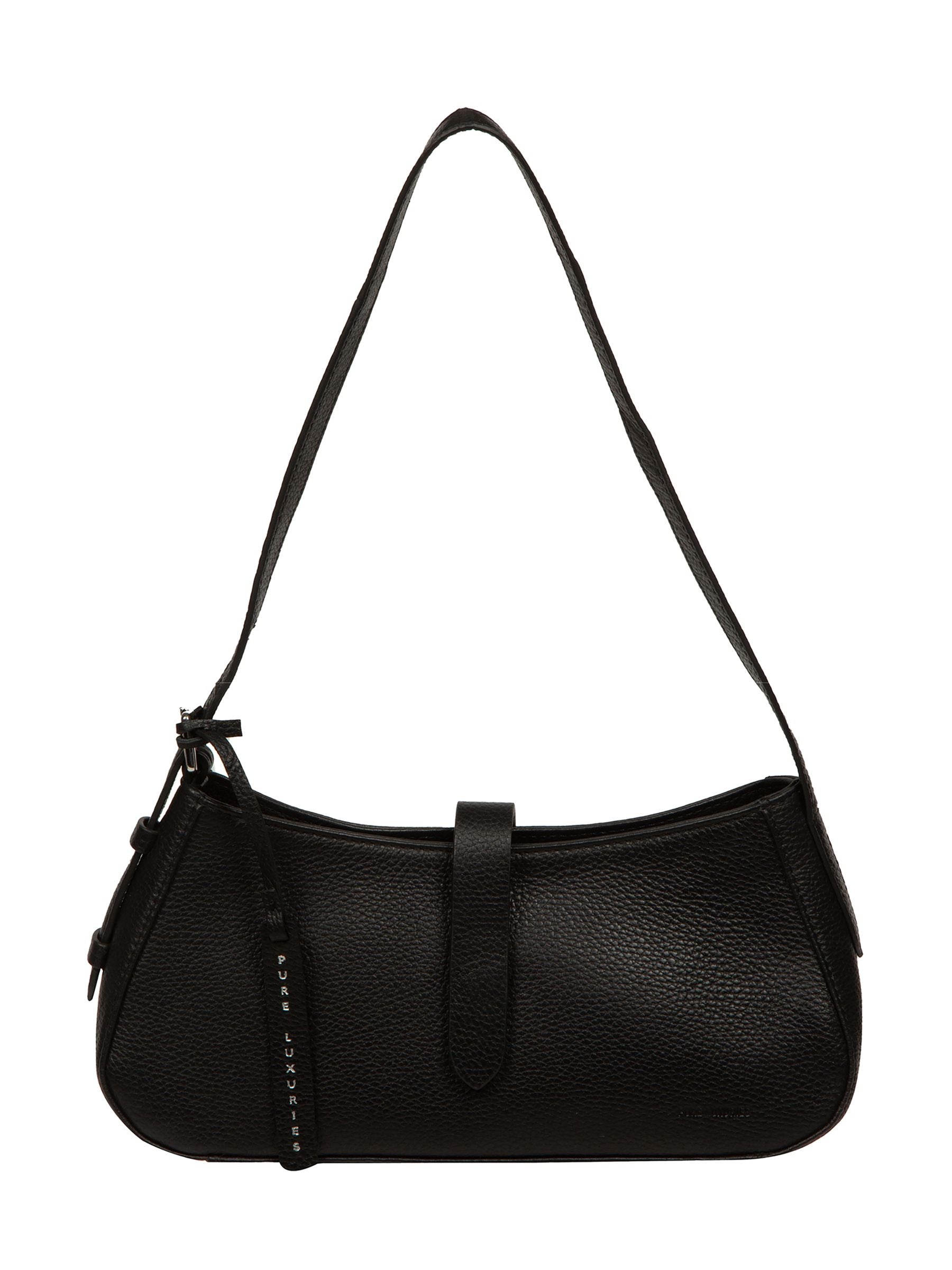 Pure Luxuries London black Evangeline leather grab bag - British product