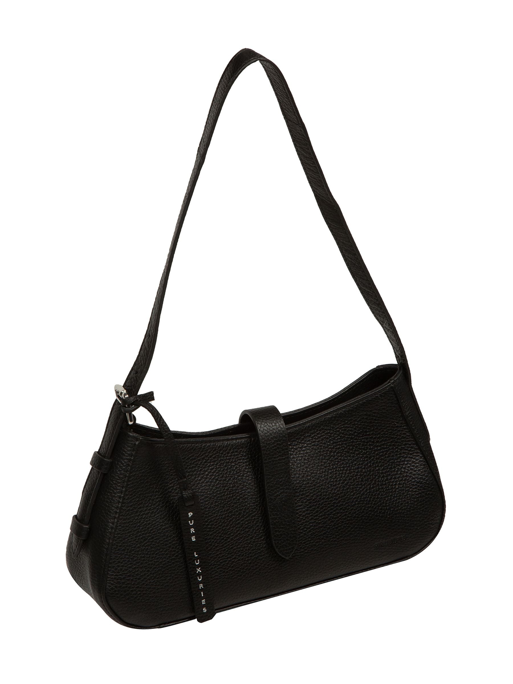 Pure Luxuries London black Evangeline leather grab bag - British product