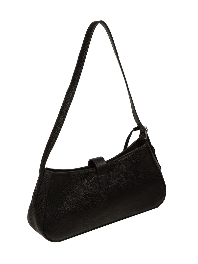 Pure Luxuries London black Evangeline leather grab bag - British product
