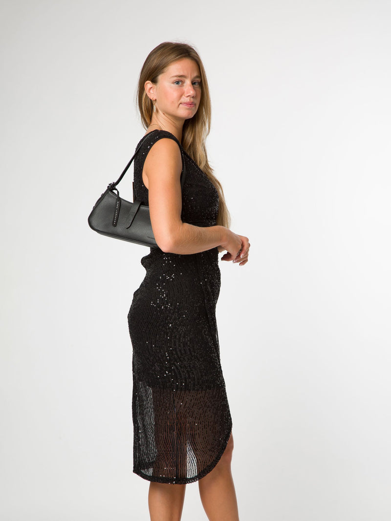Pure Luxuries London black Evangeline leather grab bag - British product