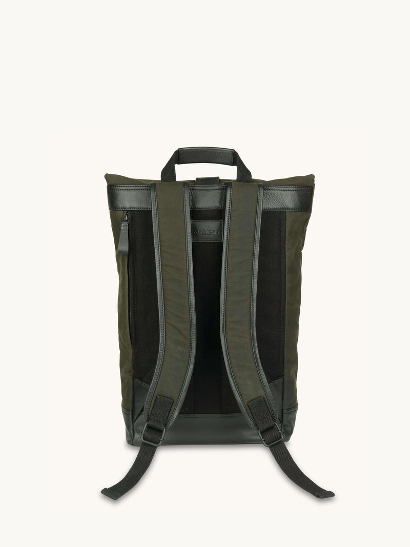Apatchy Green Cavendish waxed canvas leather backpack, imported from the UK