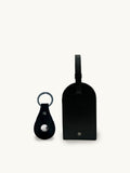 Apatchy black leather luggage tag and AirTag gift set - British product