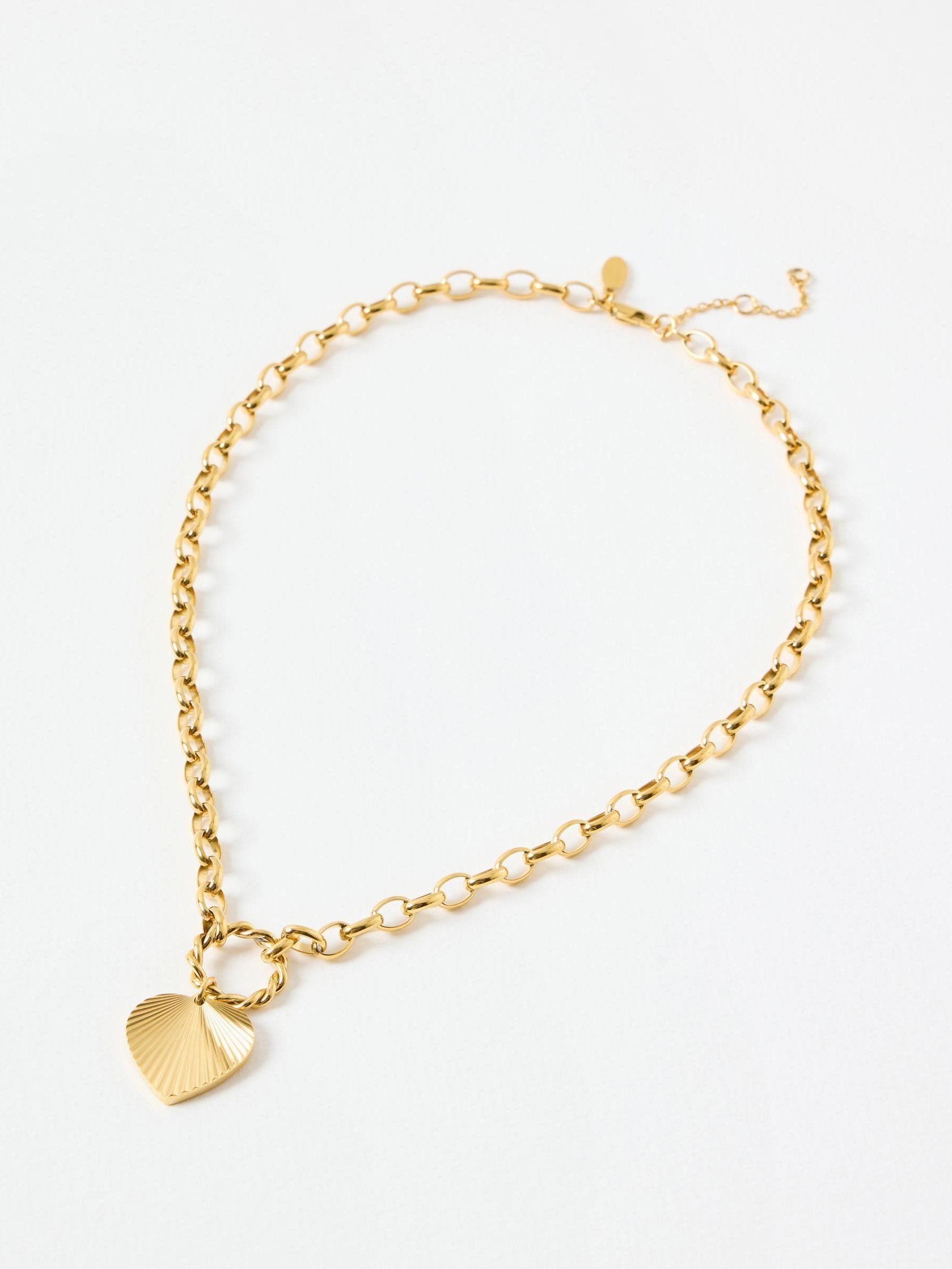 Oliver Bonas gold tone stainless steel heart necklace, UK version