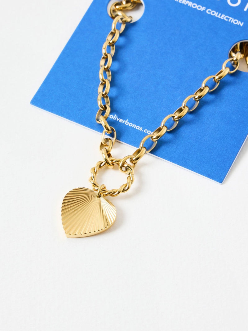 Oliver Bonas gold tone stainless steel heart necklace, UK version