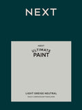 Next Ultimate paint sample in Light Greige Neutral, UK version