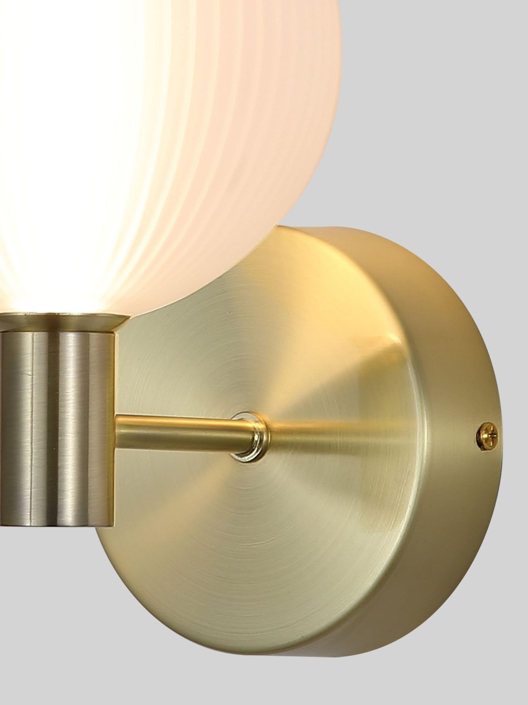 Searchlight satin brass frosted glass wall light, imported from the UK