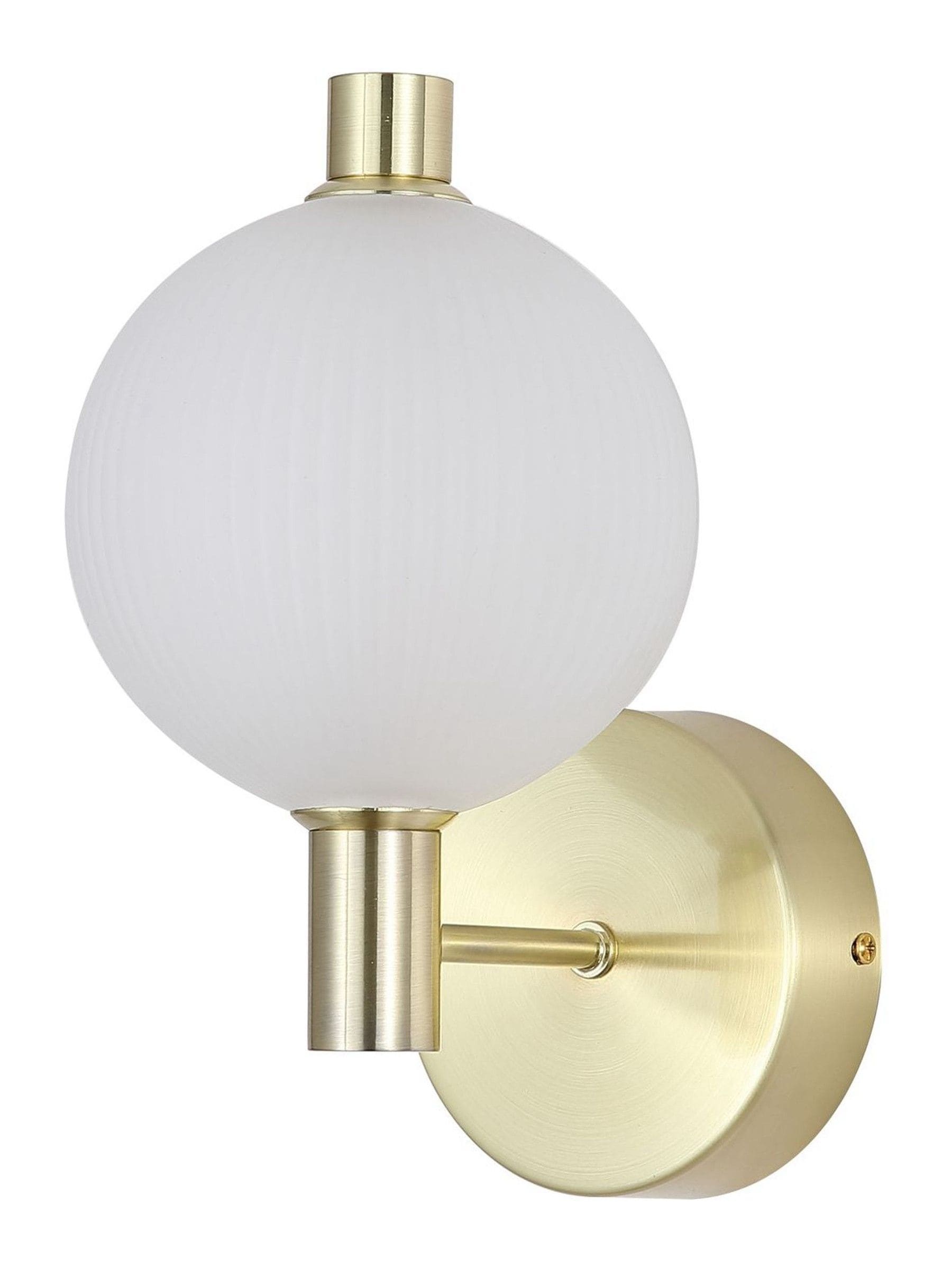 Searchlight satin brass frosted glass wall light, imported from the UK