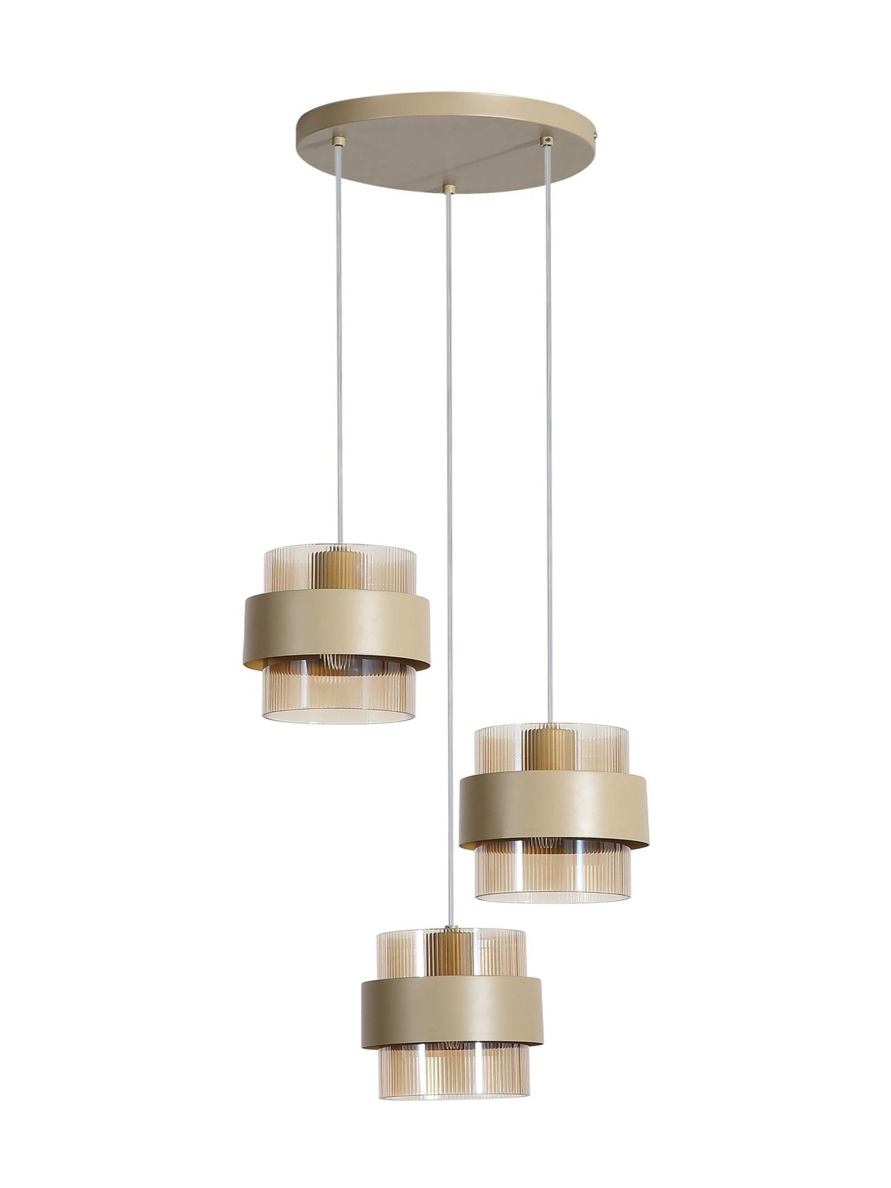 Searchlight sand amber pendant light with ribbed glass, imported from the UK