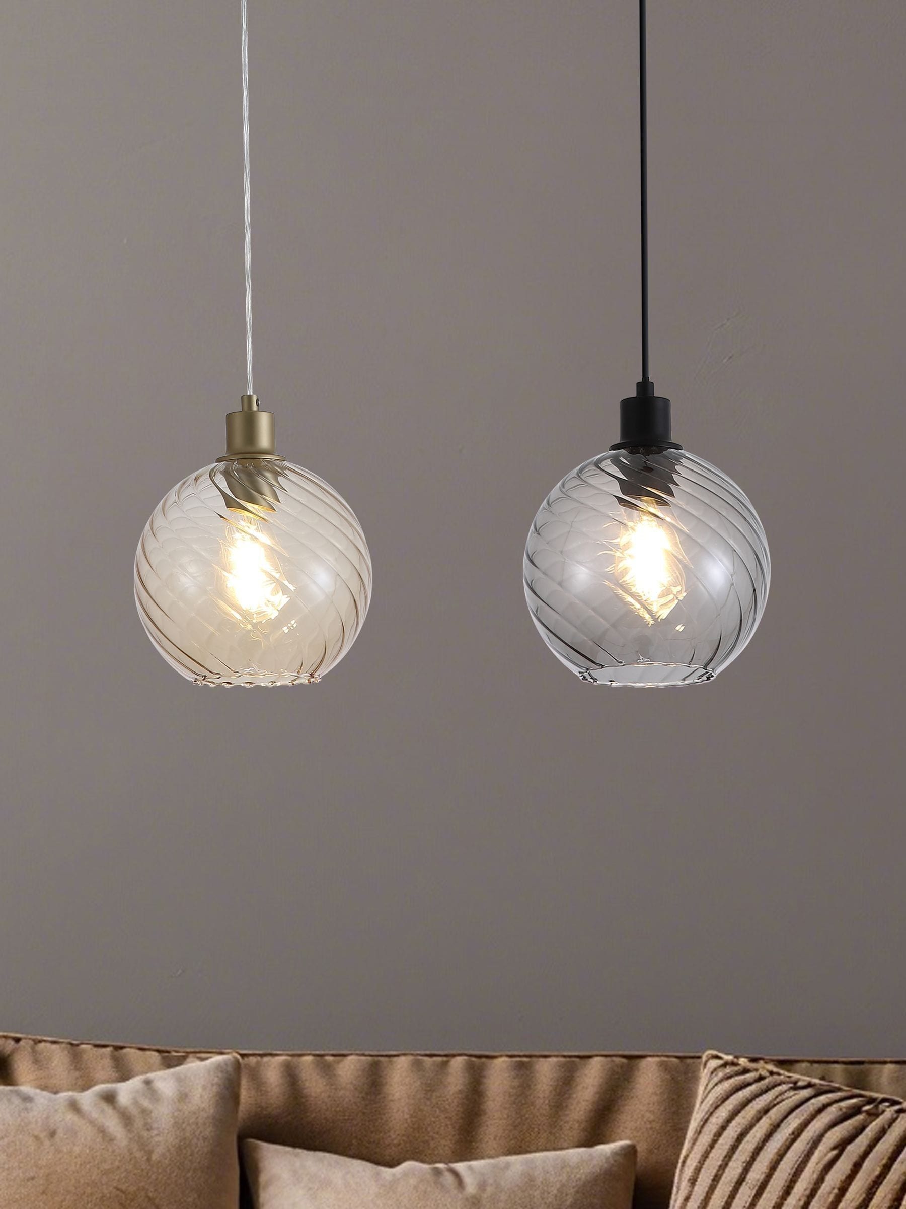 Searchlight smoke glass pendant ceiling light (British brand)