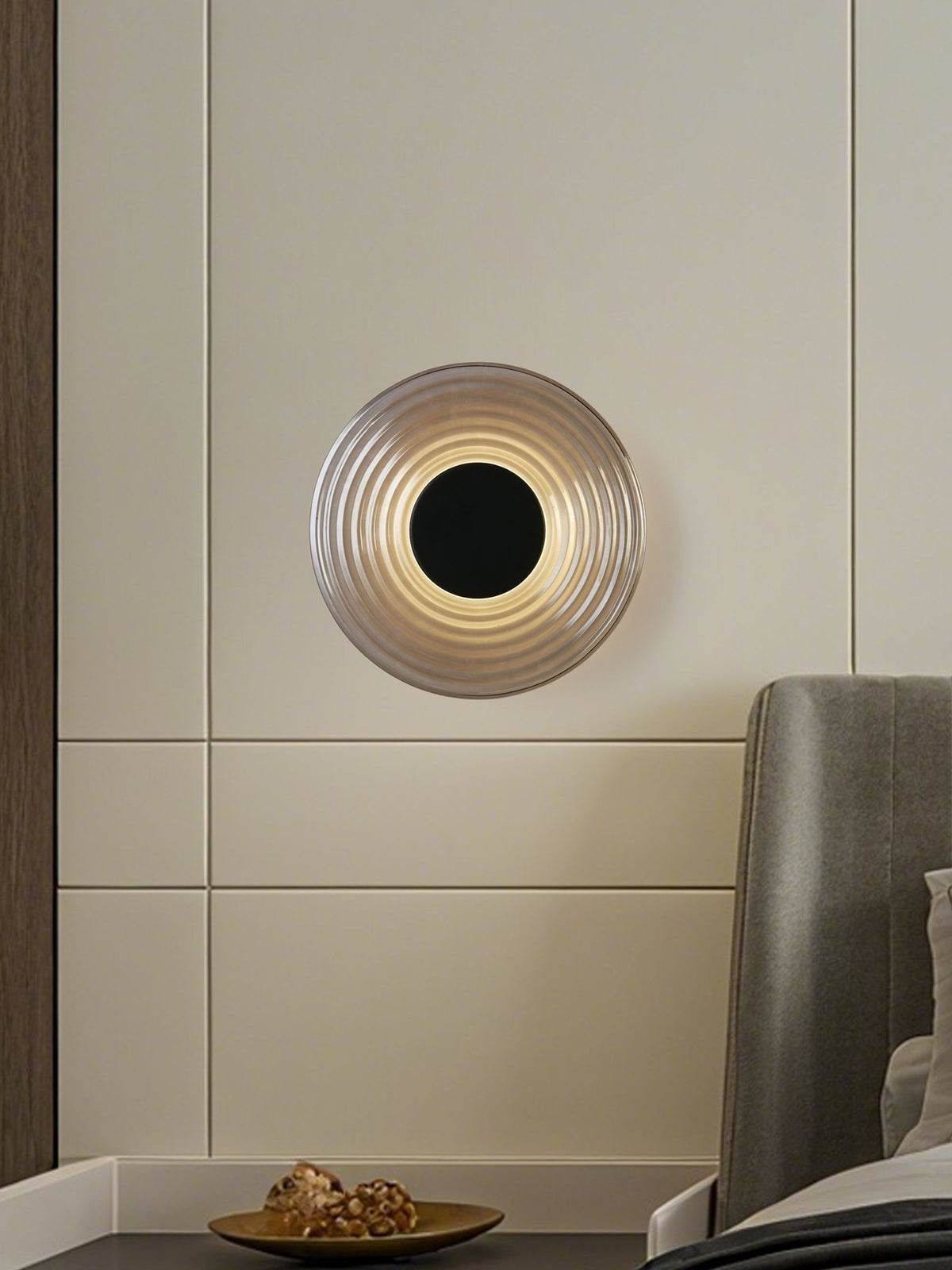 Searchlight black and smoke glass wall light 30cm (British brand)