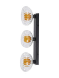 Searchlight black three ribbed glass wall light 52cm, UK version