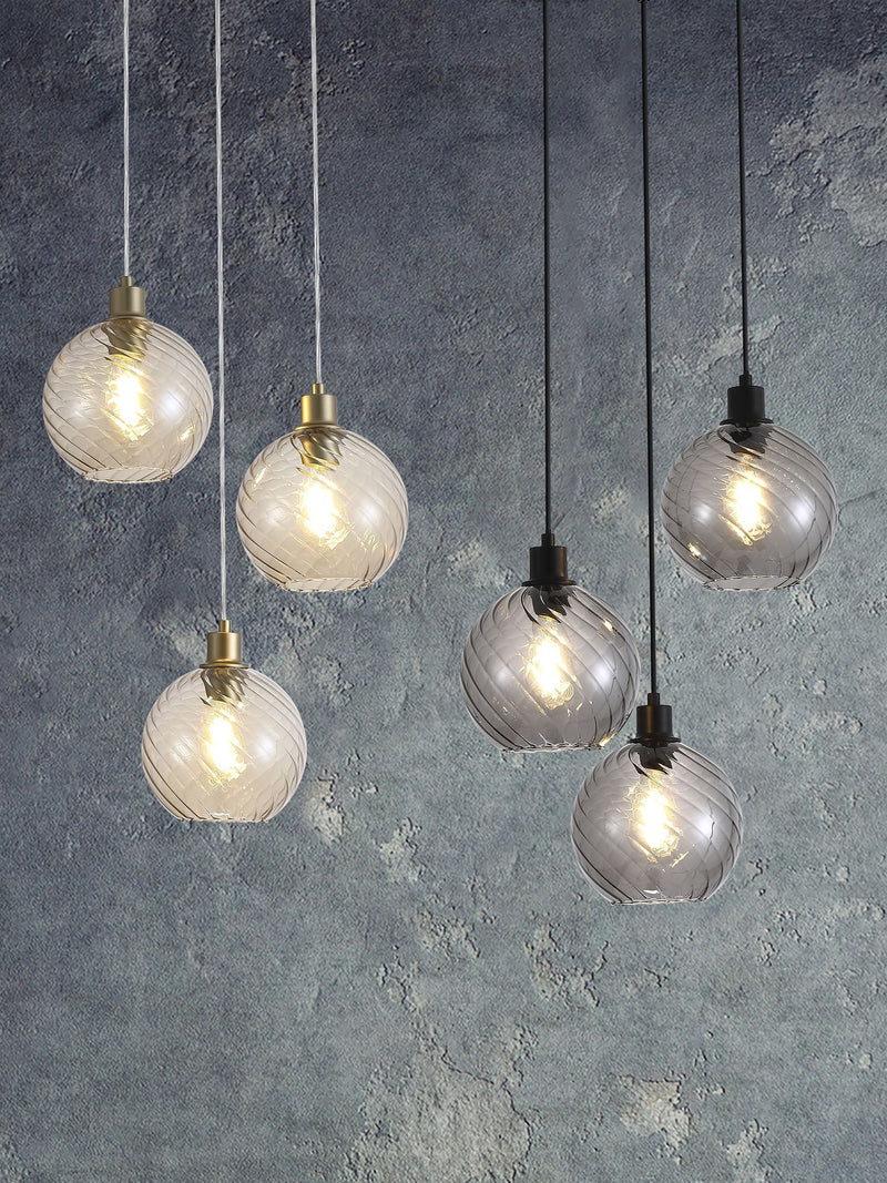 Searchlight black 3-light glass pendant ceiling light - British product