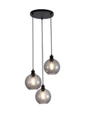 Searchlight black 3-light glass pendant ceiling light - British product