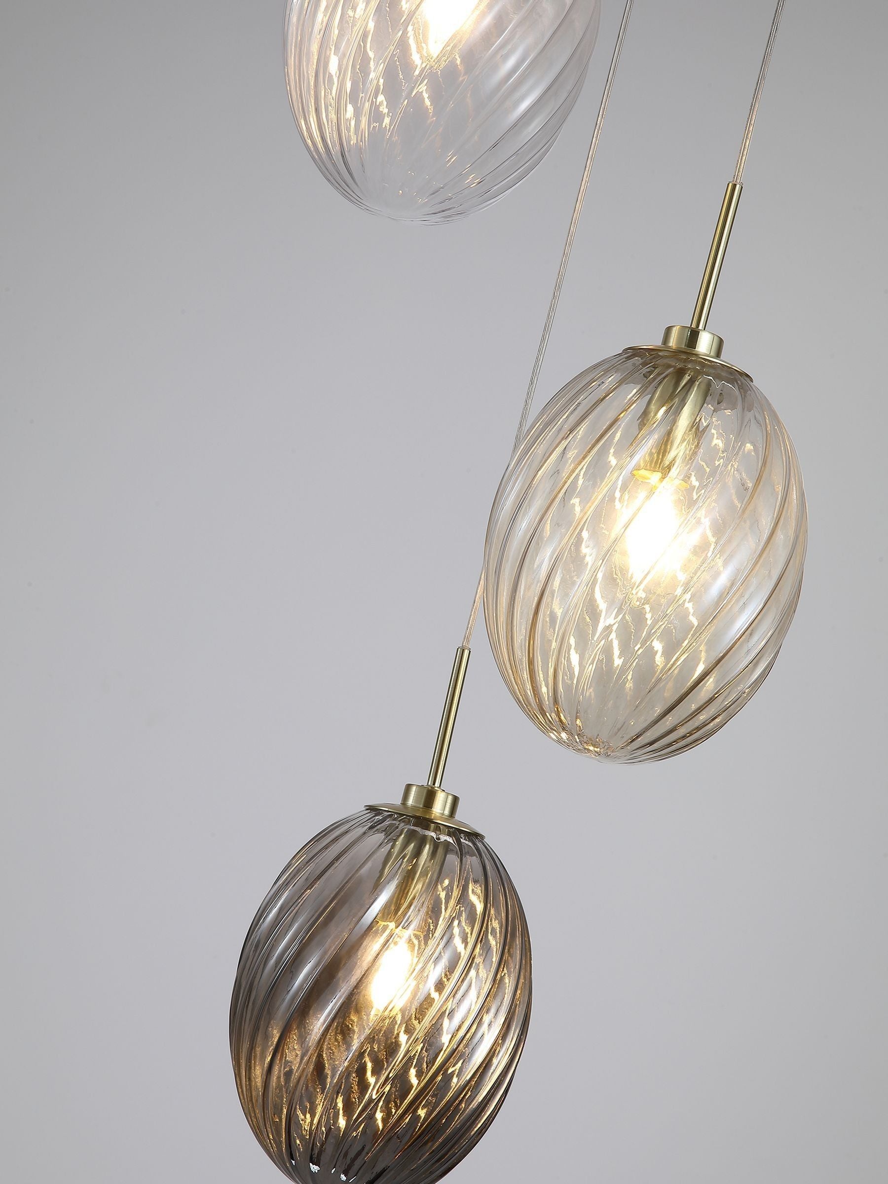 Searchlight brass 3-light pendant light (British brand)