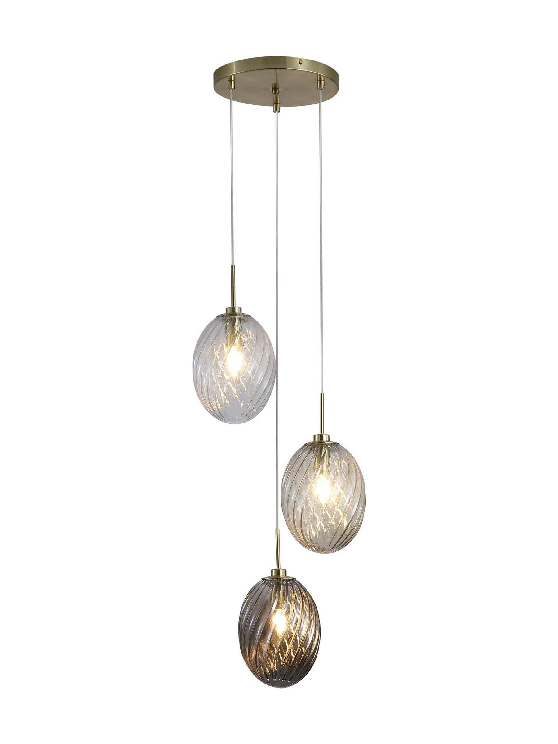 Searchlight brass 3-light pendant light (British brand)