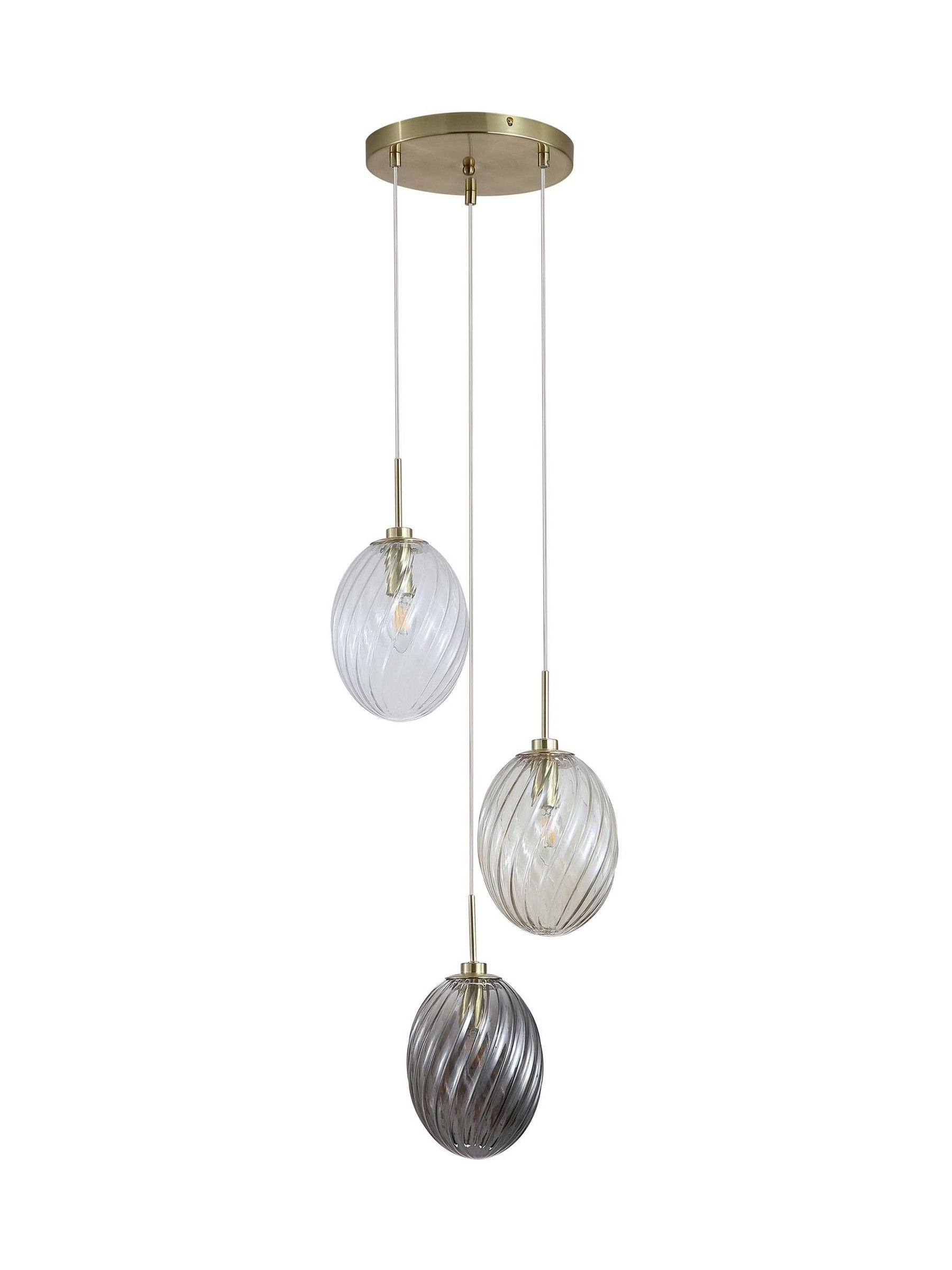 Searchlight brass 3-light pendant light (British brand)