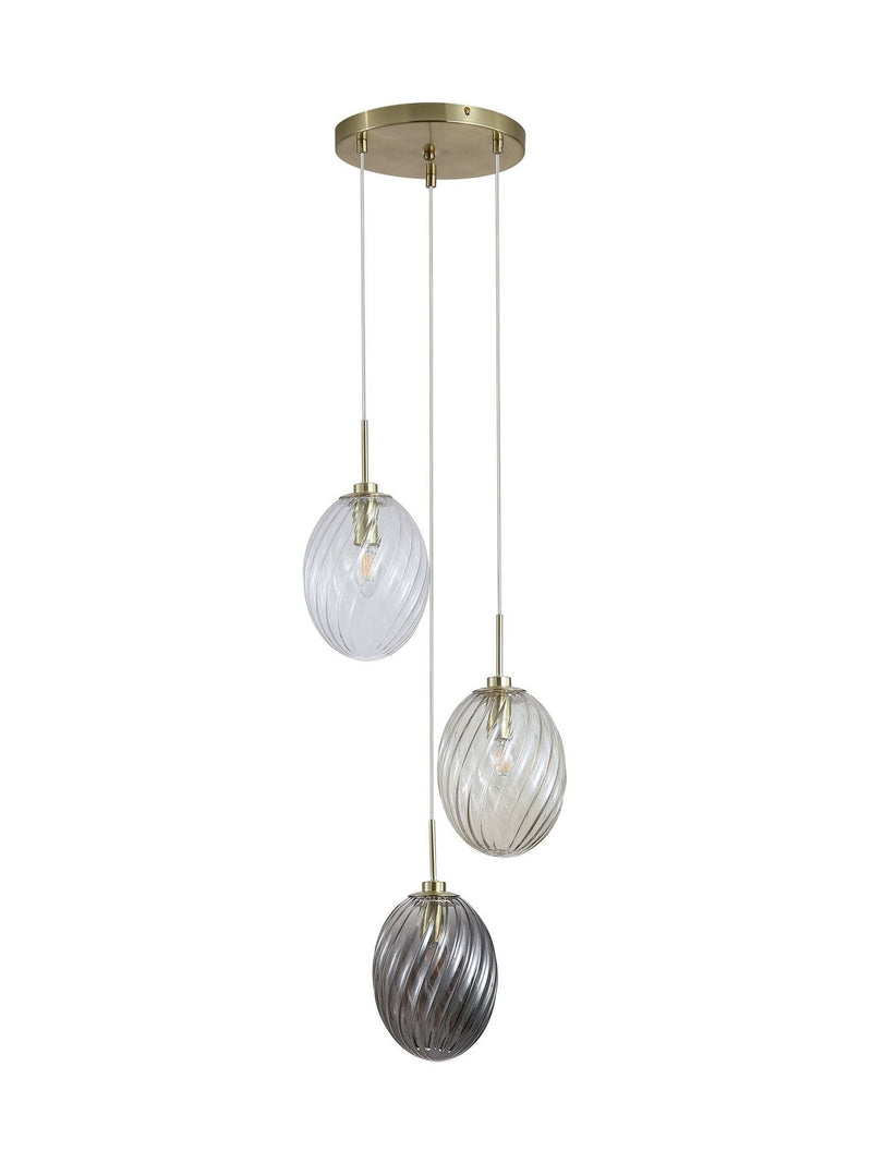 Searchlight brass 3-light pendant light (British brand)