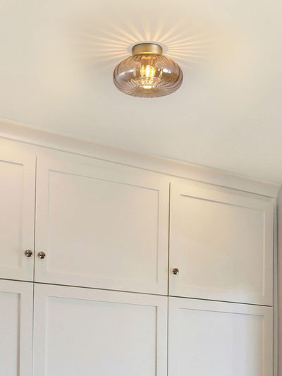 Next Searchlight Gold 1 Light Glass Flush Ceiling Light- Buy online at McGrocer