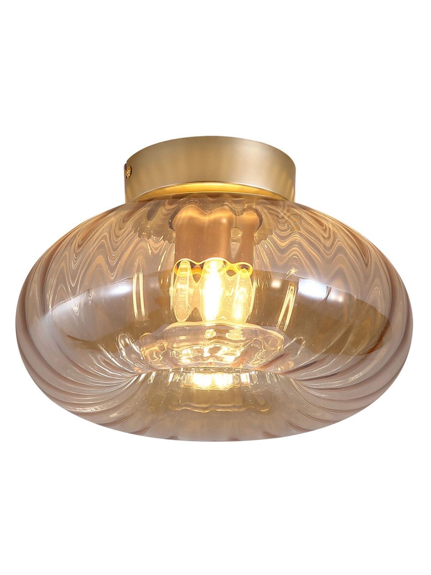 Searchlight amber glass flush ceiling light, UK version