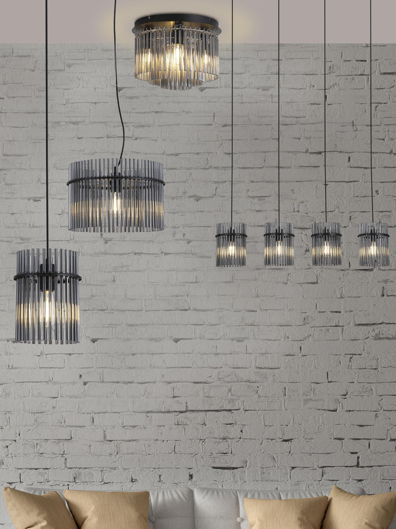 Searchlight black smoked glass pendant light 40cm (British brand)