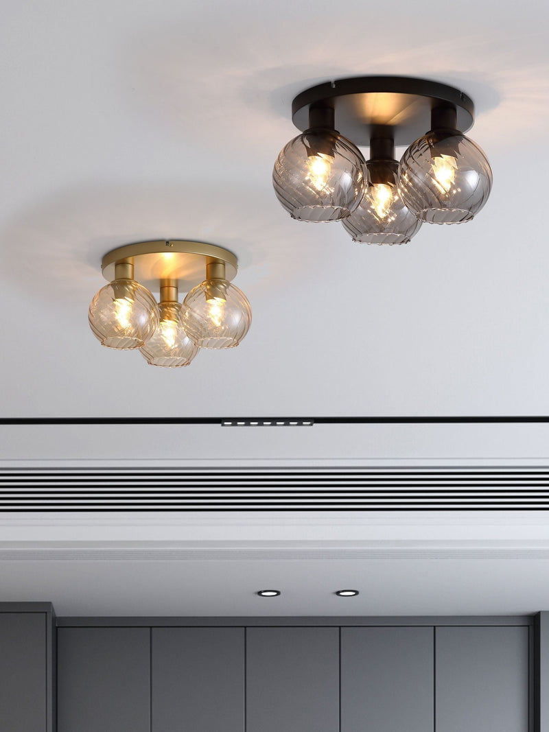 Searchlight black smoke flush ceiling light, UK version
