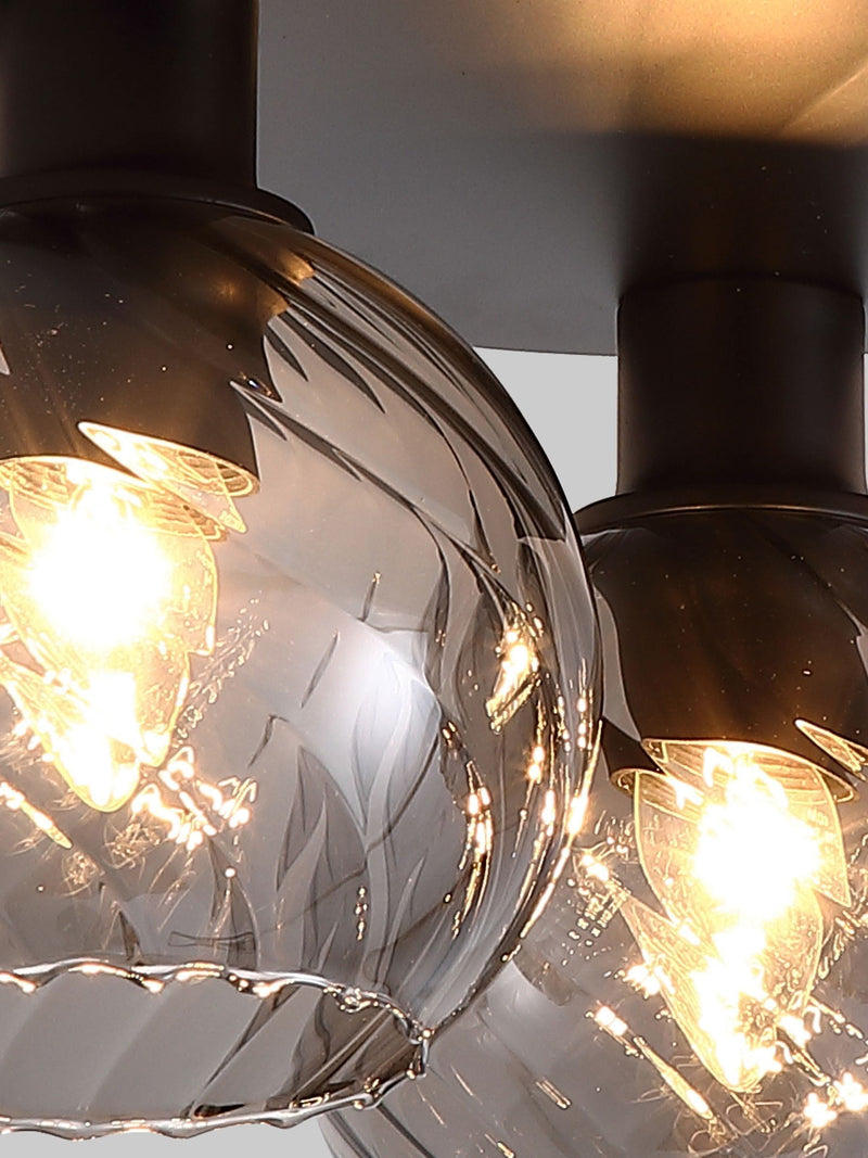 Searchlight black smoke flush ceiling light, UK version
