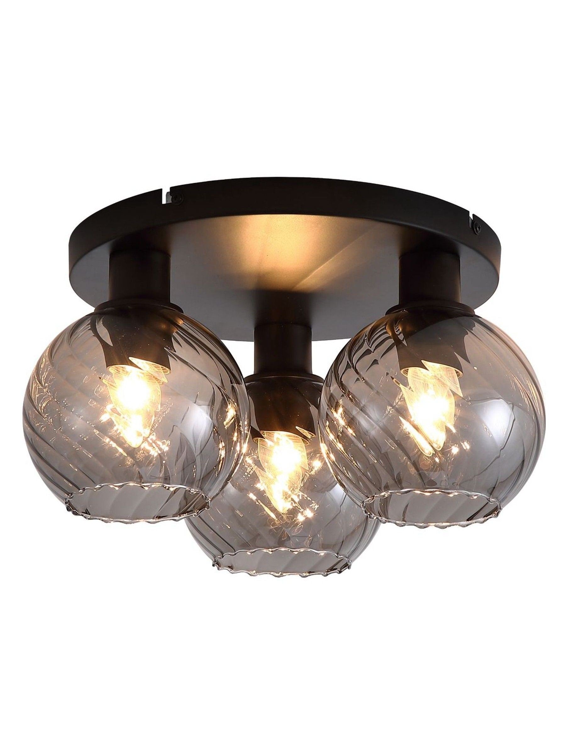 Searchlight black smoke flush ceiling light, UK version
