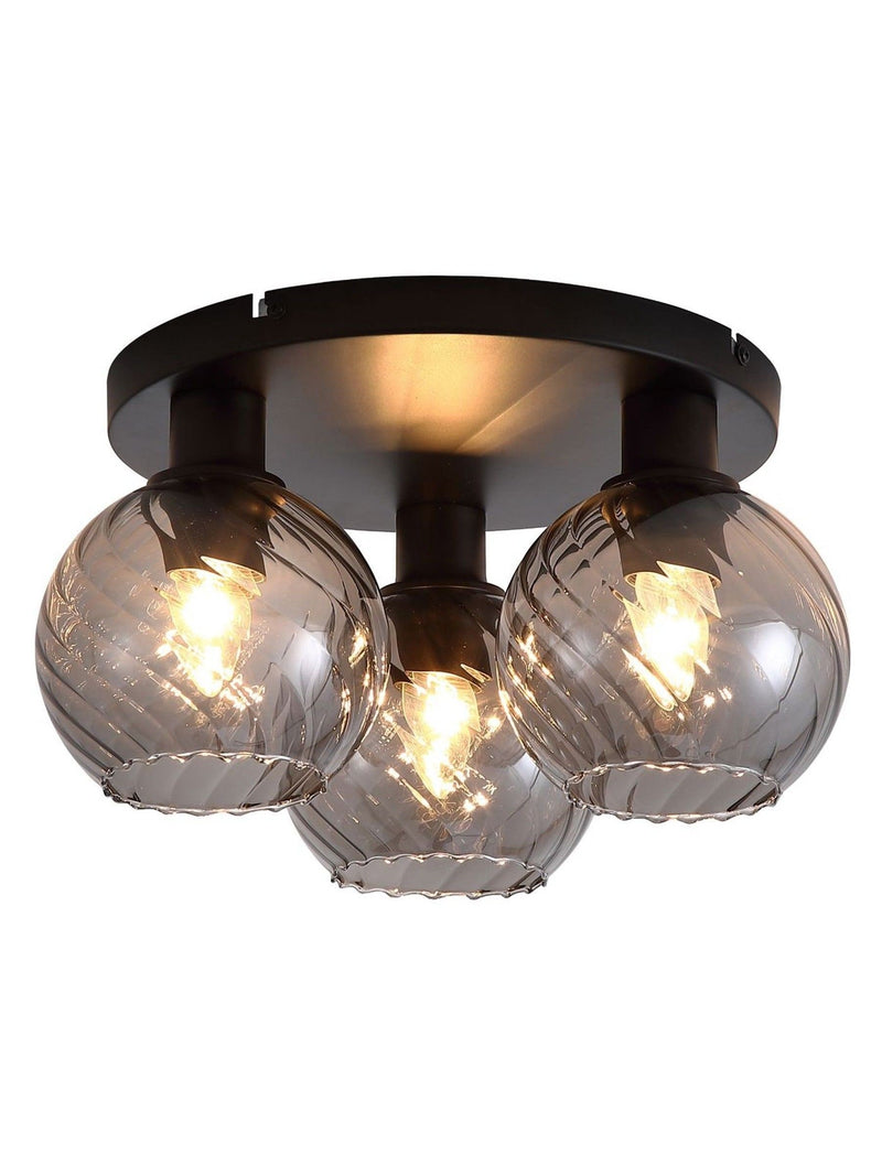 Searchlight black smoke flush ceiling light, UK version