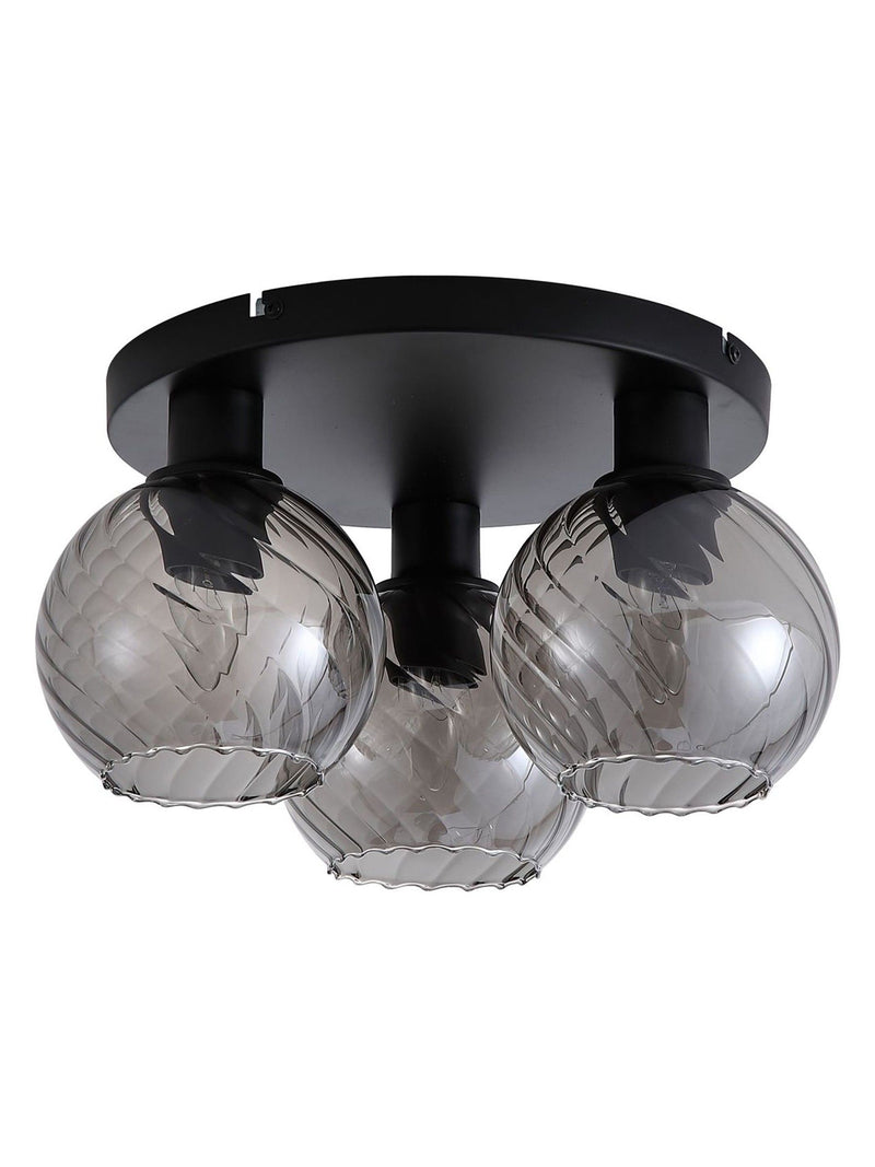 Searchlight black smoke flush ceiling light, UK version