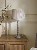 Barley twist table lamp light grey fabric shade, UK version