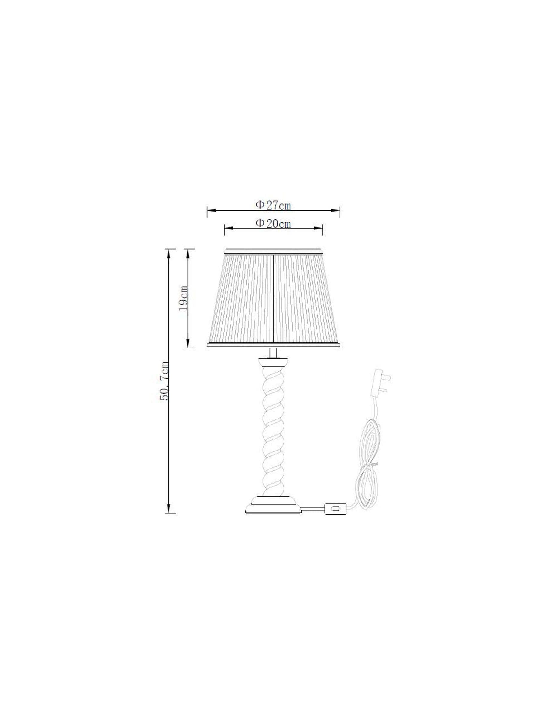 Barley twist table lamp light grey fabric shade, UK version