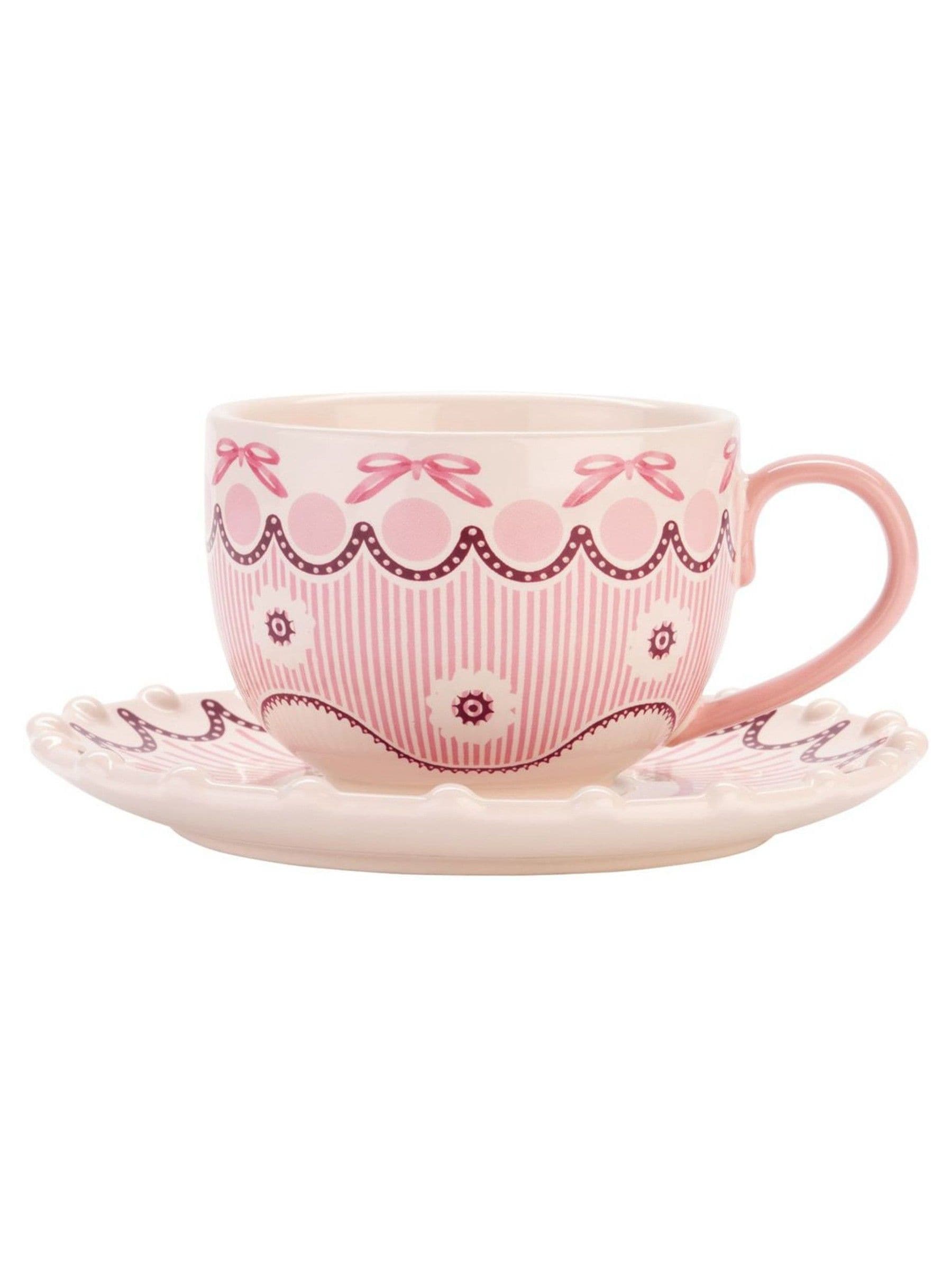 Cath Kidston pink Spitalfields Silk teacup and saucer set, UK version