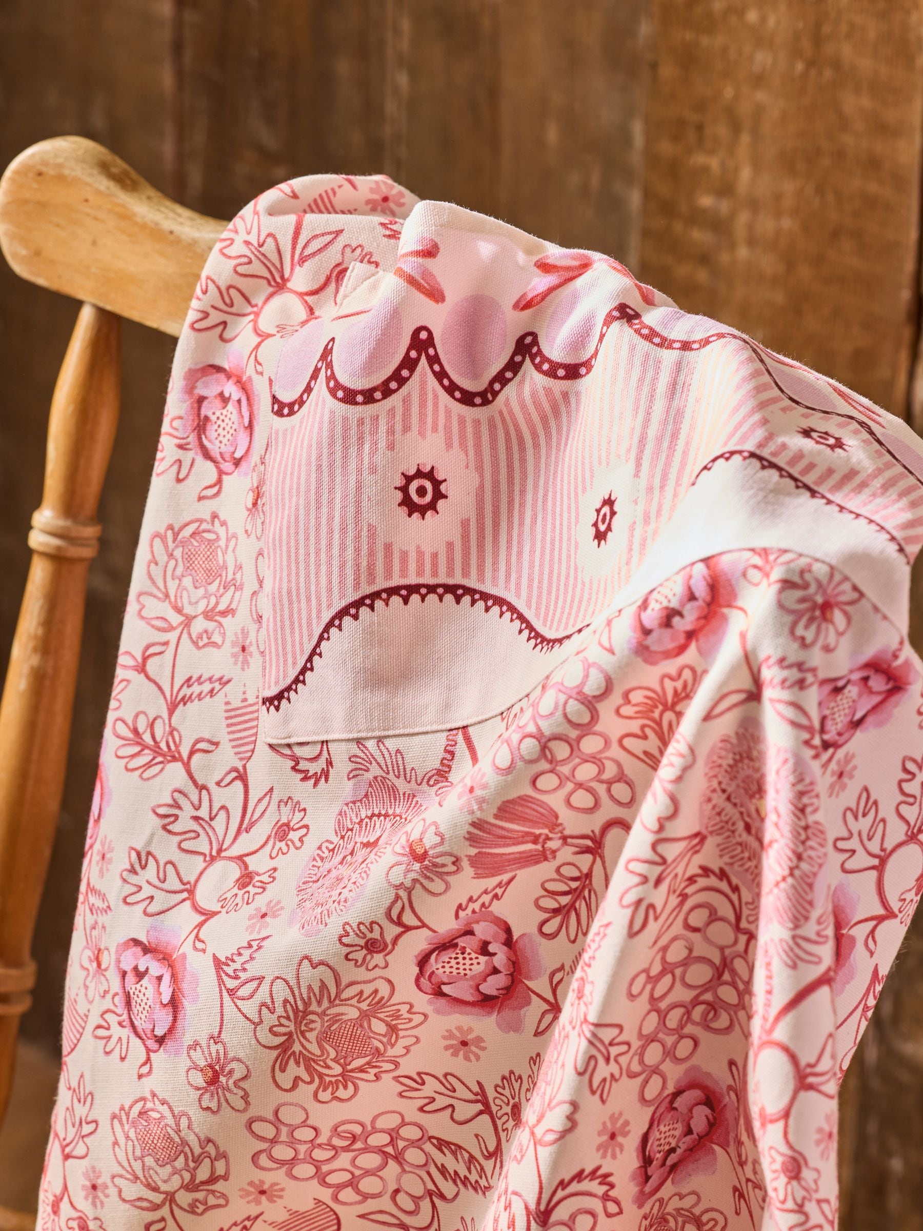 Cath Kidston pink Spitalfields silk apron one size - British product