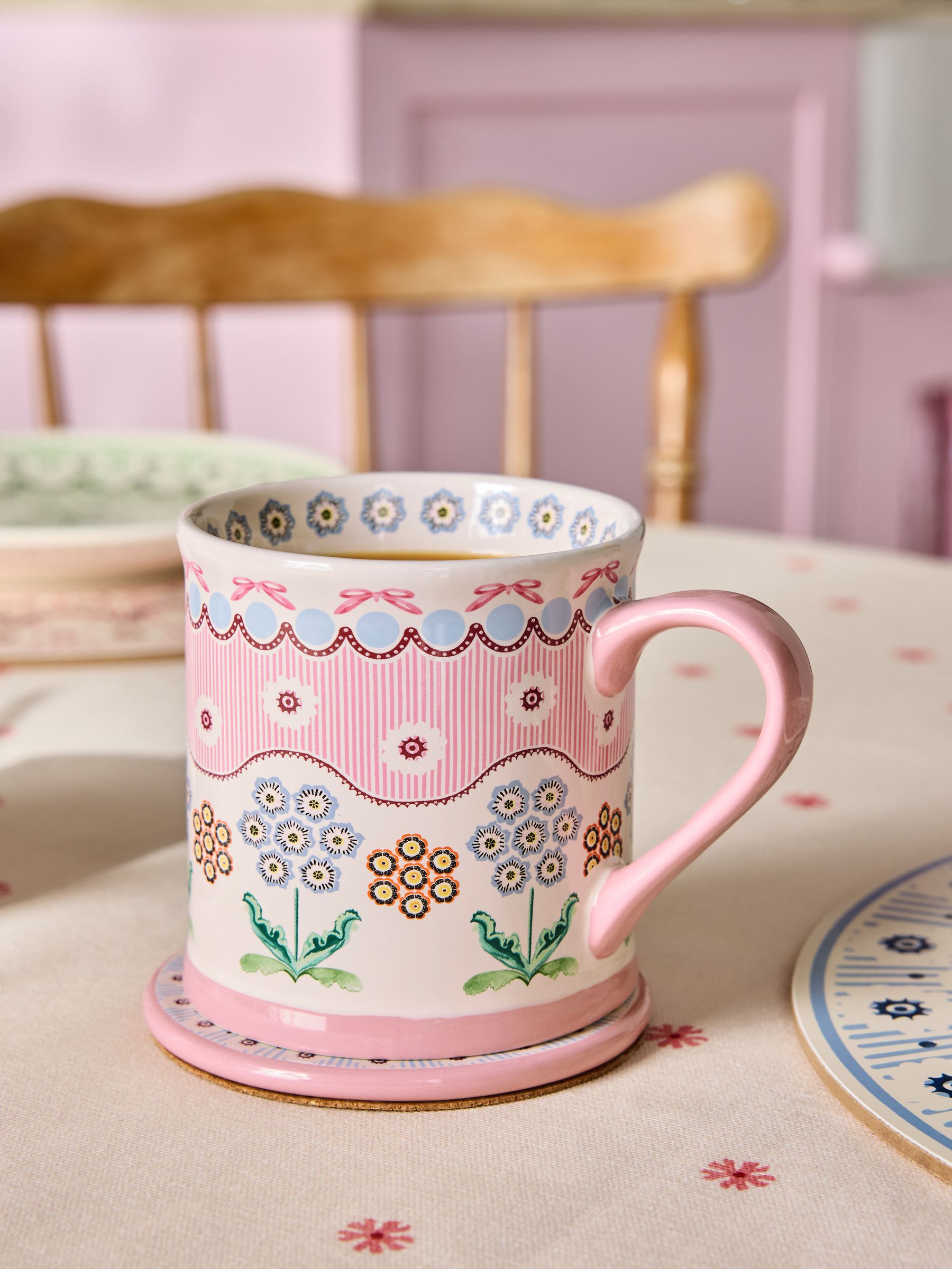 Cath Kidston pink Spitalfields Silk mug and coaster set, UK version