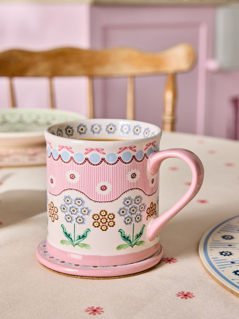 Cath Kidston pink Spitalfields Silk mug and coaster set, UK version