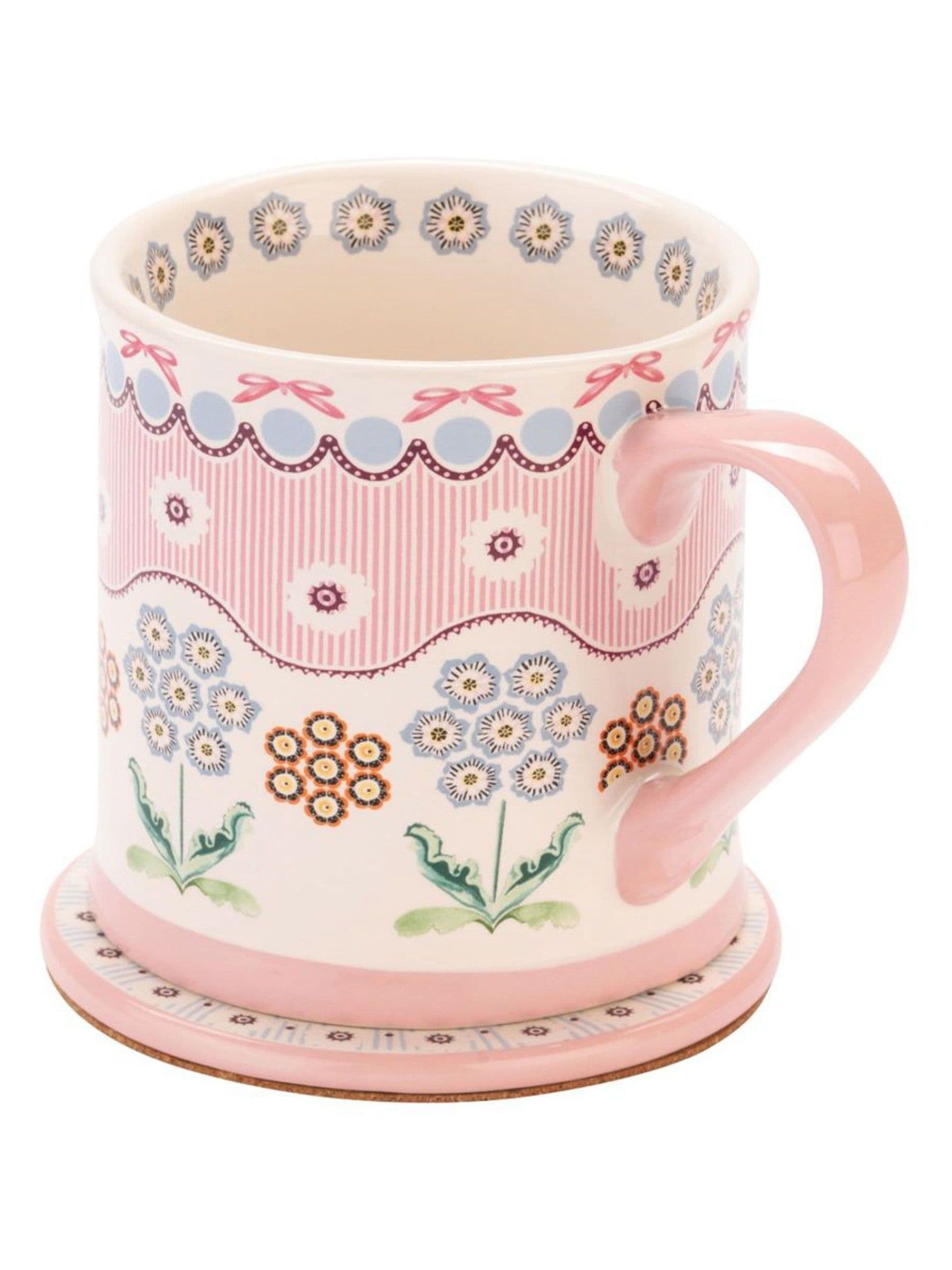 Cath Kidston pink Spitalfields Silk mug and coaster set, UK version