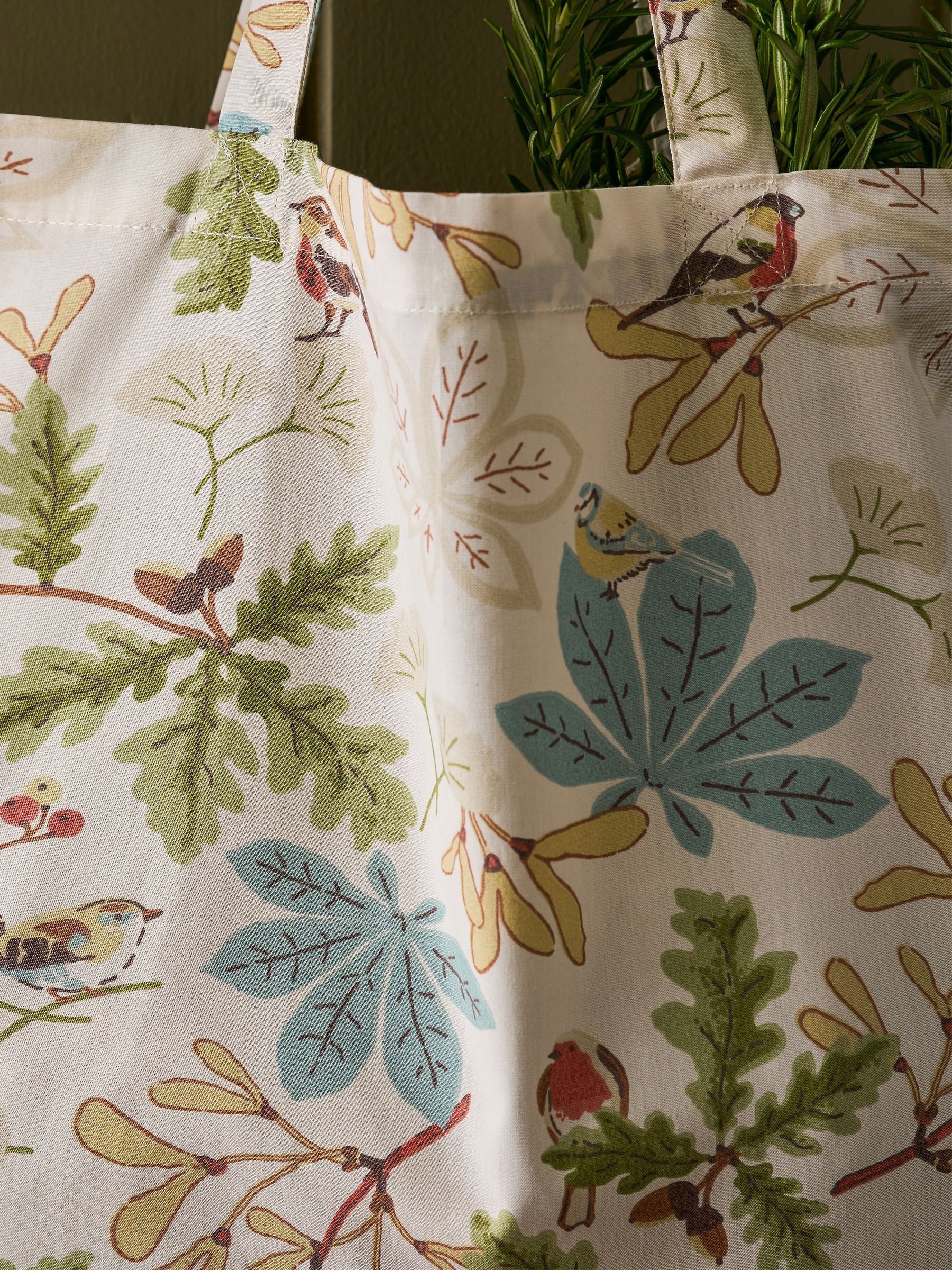 Sophie Allport cream Orchard Birds folding shopping bag, imported from the UK