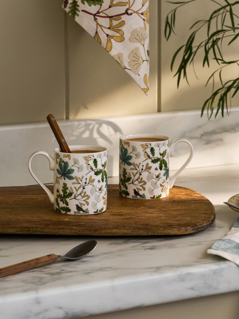 Sophie Allport White Large Orchard Birds mug 425ml, imported from the UK