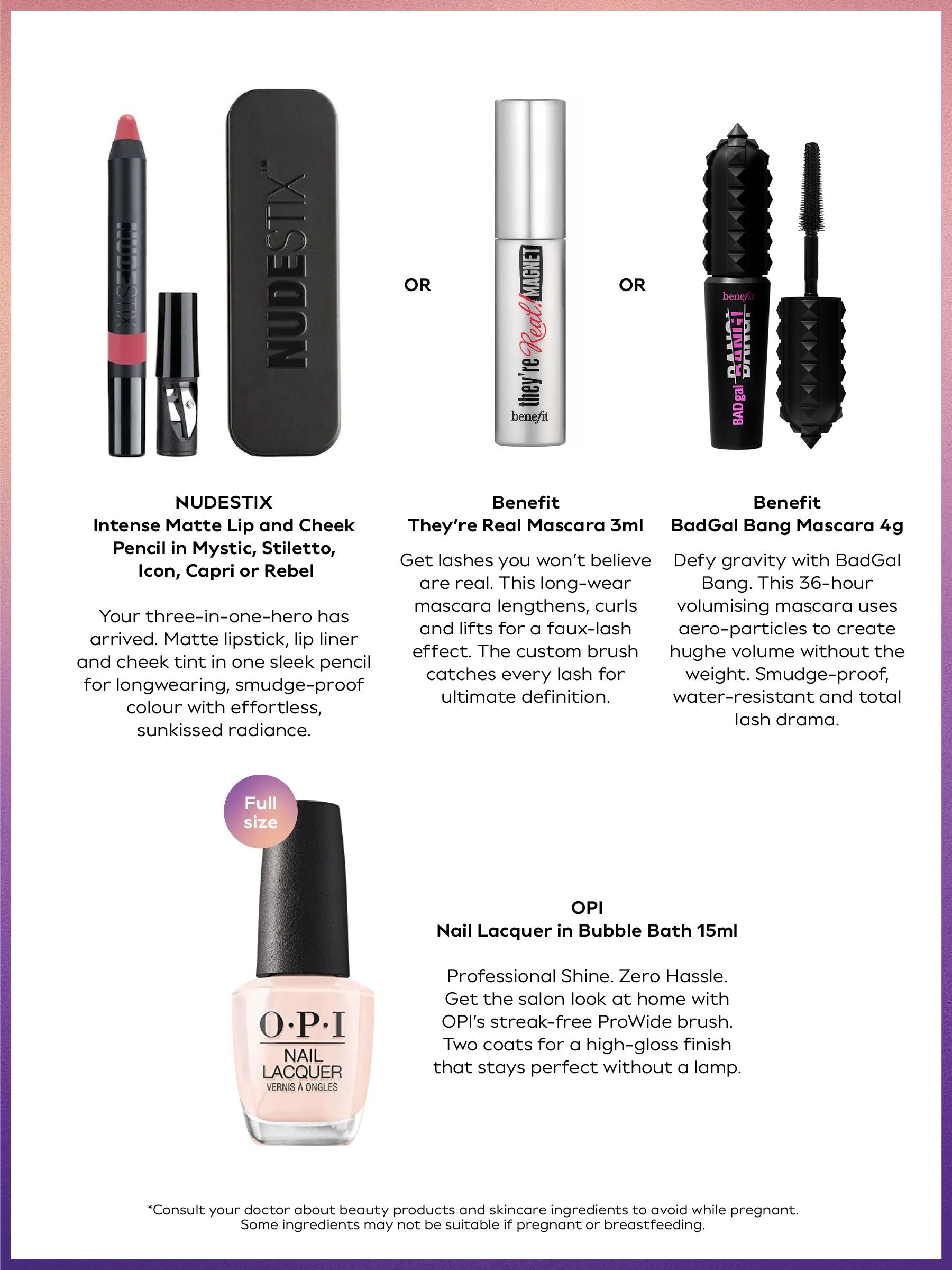 Get The Glow makeup beauty box full-size products, UK version