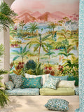 Clarke and Clarke teal Kerala Indira mural wallcovering 135cm - British product