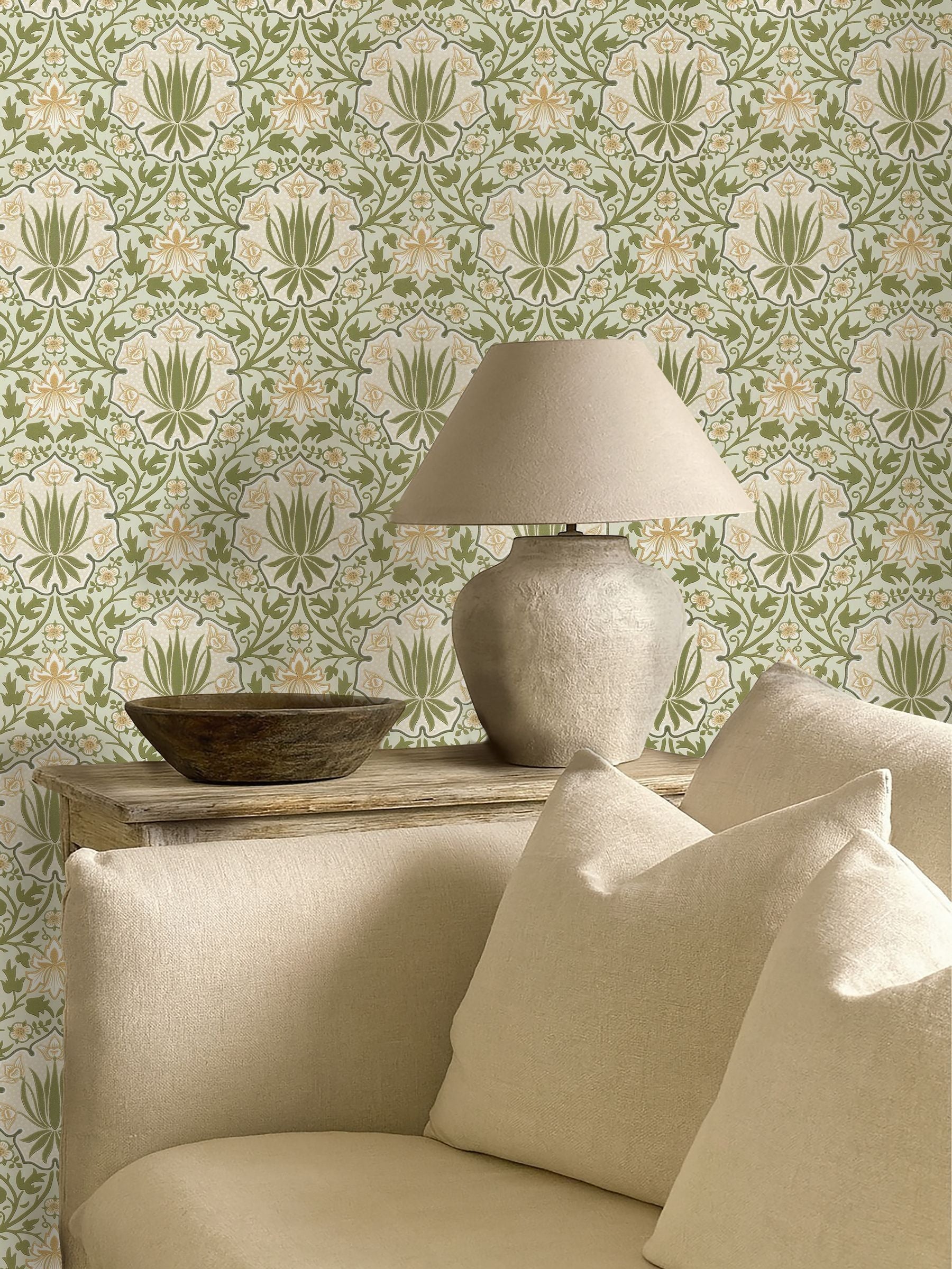 Morris & Co IndigoThyme Iris & Rose Unfinished Works 10M Wallpaper