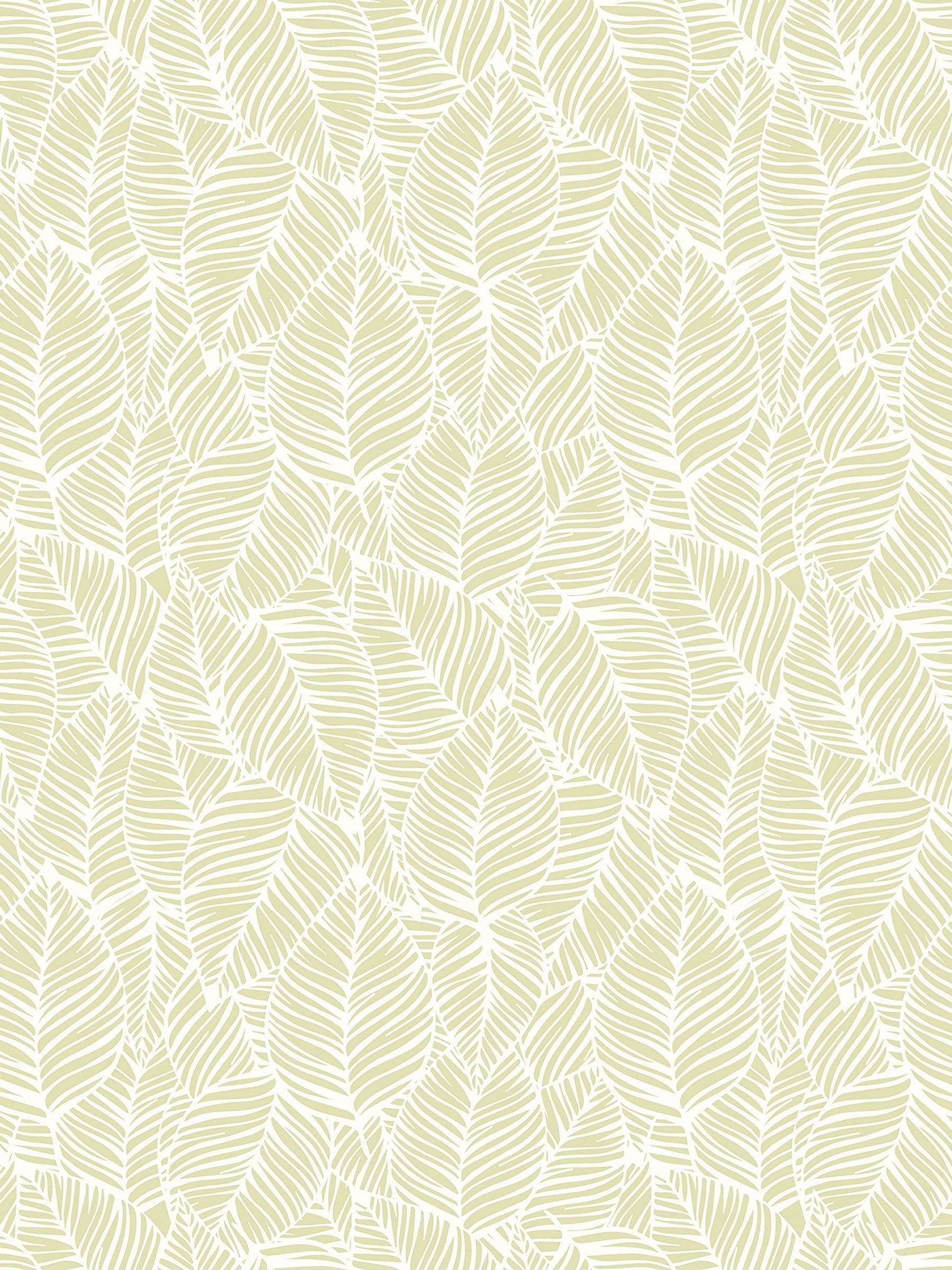 Hoopla Walls Soft Lime Zebra Leaf Linen 10M Wallpaper