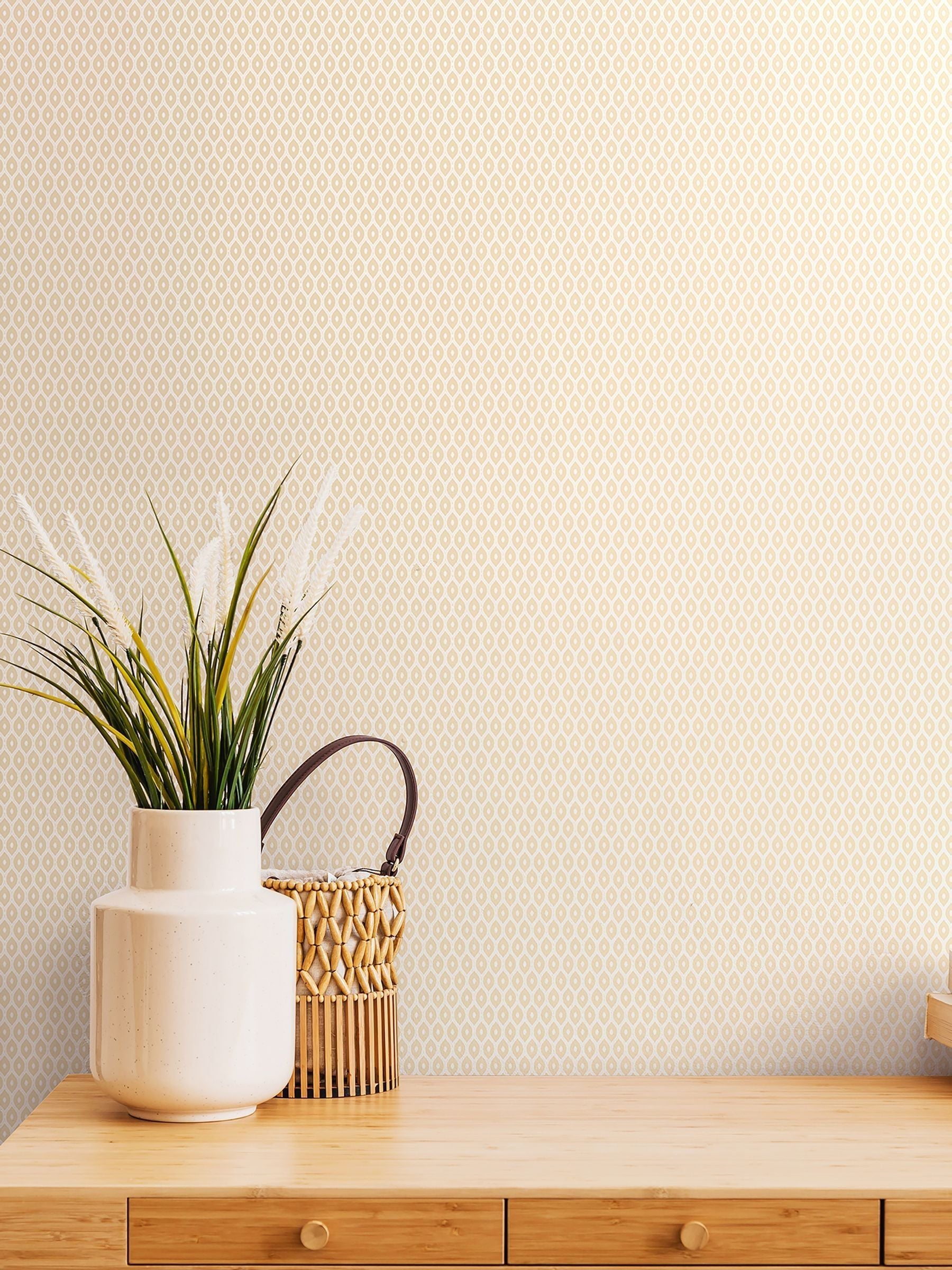 Hoopla Walls Parchment Tiny Ogee wallpaper 10m, UK version