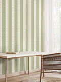 Hoopla Walls Soft Sage Decorative Stripe Linen 10M Wallpaper