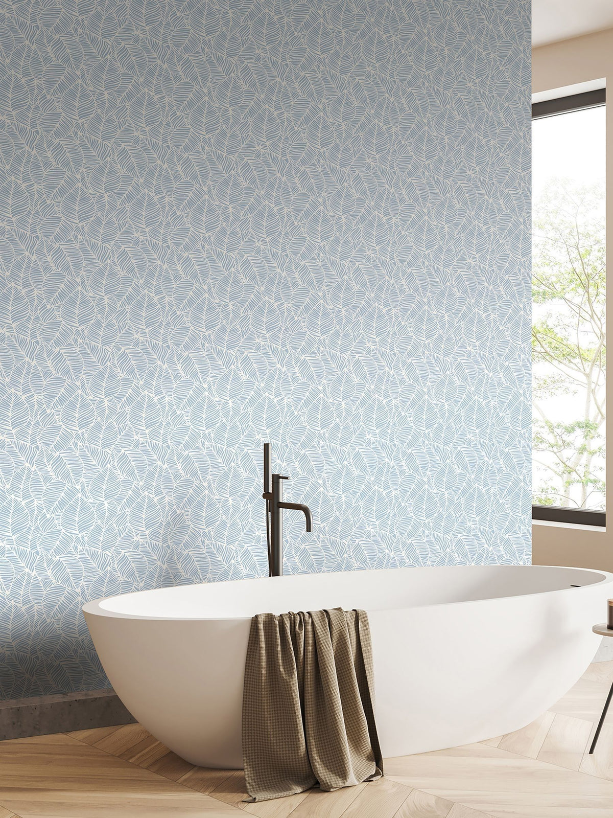 Hoopla Walls Wedgewood Zebra Leaf Linen 10M Wallpaper