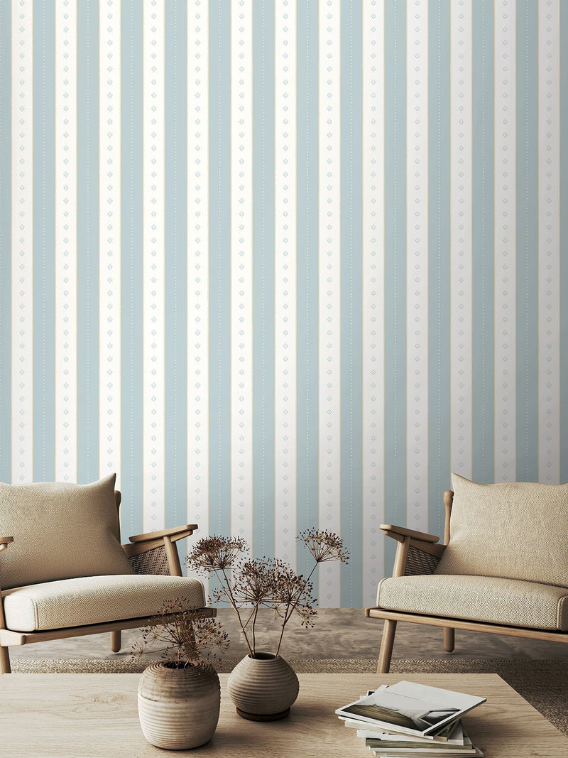 Hoopla Walls Wedgewood Decorative Stripe Linen 10M Wallpaper